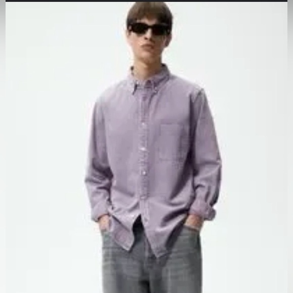Zara Men's Purple Denim Shirt - Picture 9 of 9